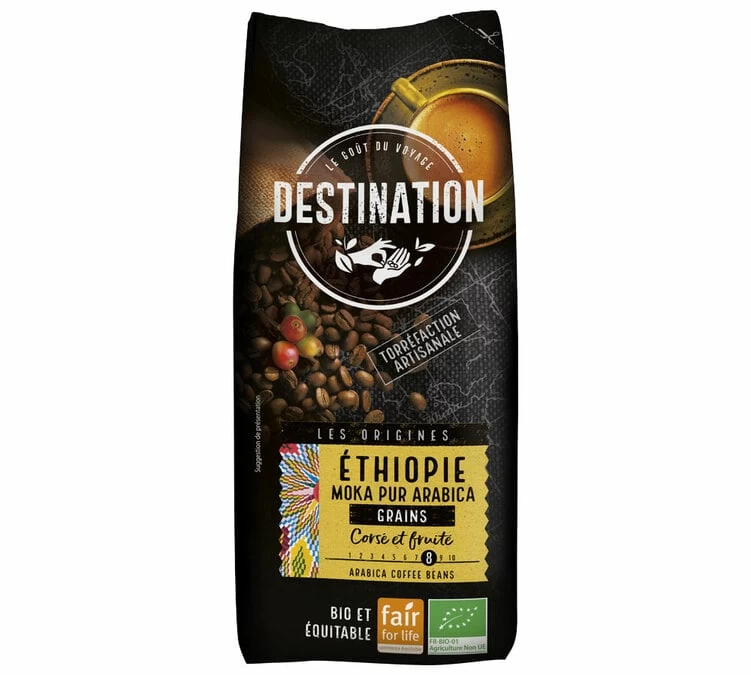 1kg Café En Grain 100% Arabica Moka Bio Ethiopie - DESTINATION 3 1kg Café En Grain 100% Arabica Moka Bio Ethiopie - DESTINATION