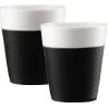 2 Tasses Bistro - Porcelaine Avec Bande Silicone Noire - 30cl - BODUM -Les Amateurs De Café 2 tasses bistro bodum silicone noire 30cl