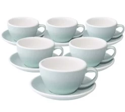 6 Tasses Café Latte Et Sous-tasses Egg 30cl River Blue - Loveramics