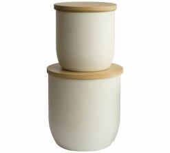 Boîte De Conservation - En Bambou Et Métal Crème 2.3L - PEBBLY -Les Amateurs De Café boites 2 contenances 1