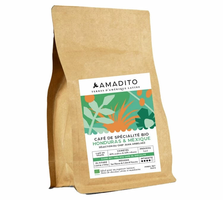 250 G Café En Grain Bio Honduras Mexique - AMADITO 3 250 G Café En Grain Bio Honduras Mexique - AMADITO