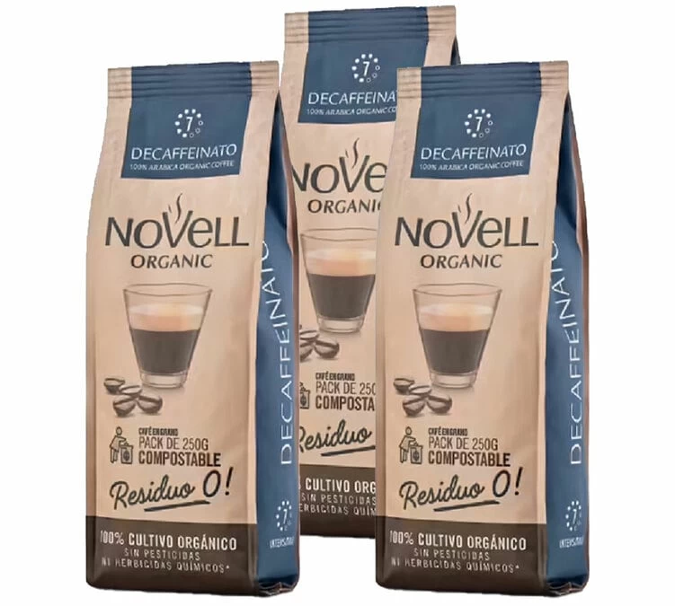 3x250g Café En Grain Bio Décaféiné - Novell 3 3x250g Café En Grain Bio Décaféiné - Novell