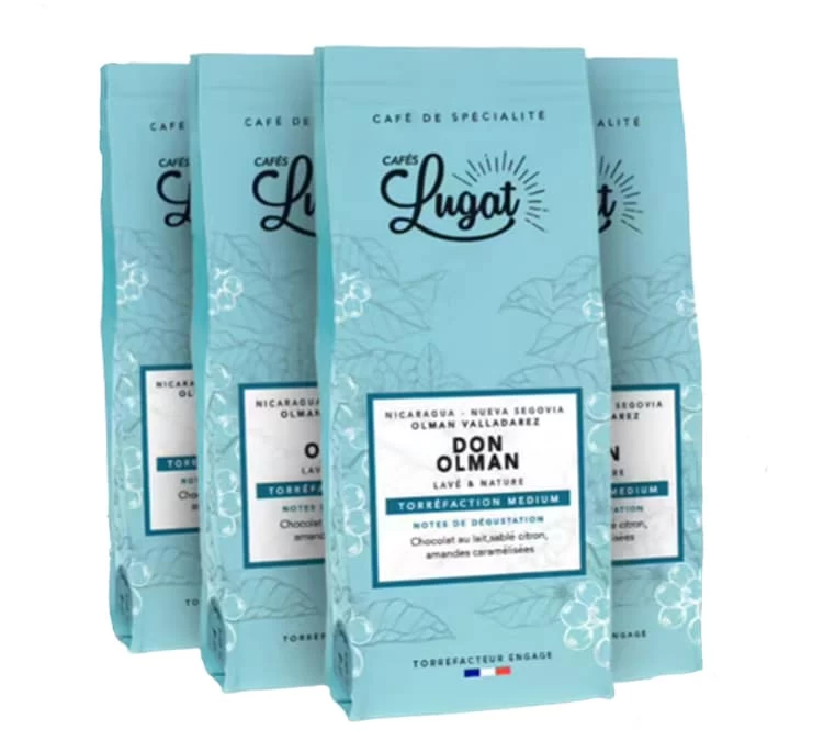 4x250g Café En Grain Nicaragua Don Olman - Cafés Lugat 3 4x250g Café En Grain Nicaragua Don Olman - Cafés Lugat