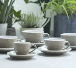 6 Tasses Café Latte Et Sous-tasses Egg 30cl River Blue - Loveramics -Les Amateurs De Café egg ambiance 6