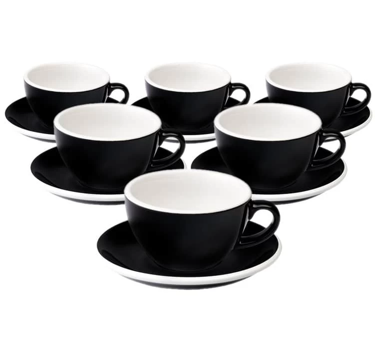 6 Tasses Cappuccino Et Sous-tasses Egg 20 Cl Black - Loveramics 3 6 Tasses Cappuccino Et Sous-tasses Egg 20 Cl Black - Loveramics