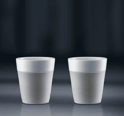 Tasses BODUM - Bistro En Porcelaine Avec Bande Silicone Blanche 2x30cl -Les Amateurs De Café image secondaire 13732 2.0