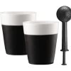 2 Mugs Bistro En Porcelaine 30cl + Boule à Thé - BODUM -Les Amateurs De Café mugssilicone infuseur