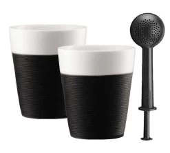 2 Mugs Bistro En Porcelaine 30cl + Boule à Thé - BODUM