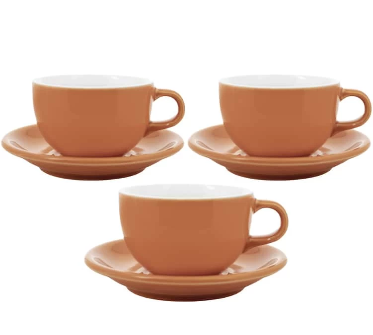 3 Tasses Et Sous Tasses Latte Bowl 19 Cl Orange - ORIGAMI 3 3 Tasses Et Sous Tasses Latte Bowl 19 Cl Orange - ORIGAMI