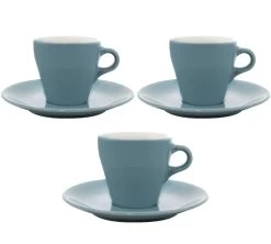 3 Tasses Et Sous-tasses Espresso Origami Turquoise - 9cl