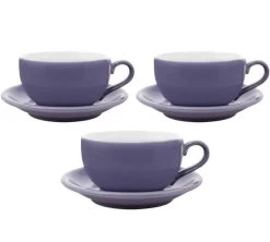 3 Tasses Et Sous Tasses Latte Bowl 25 Cl Violet - ORIGAMI