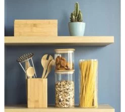 Boîte De Conservation Carrée - En Verre Et Bambou 1.4L - PEBBLY -Les Amateurs De Café pebblboite2