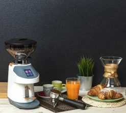 Moulin à Café QUAMAR Nemo-Q/E Blanc Mat Et Gris Bleu -Les Amateurs De Café quamar nemoqe blanc 2