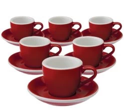 Tasses - LOVERAMICS - Espresso Et Sous-tasses Egg Rouge 8 Cl X6