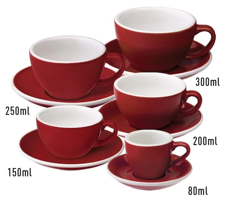 6 Tasses Café Latte Et Sous-tasses Egg 30 Cl Rouge - Loveramics 5 6 Tasses Café Latte Et Sous-tasses Egg 30 Cl Rouge - Loveramics – Image 3